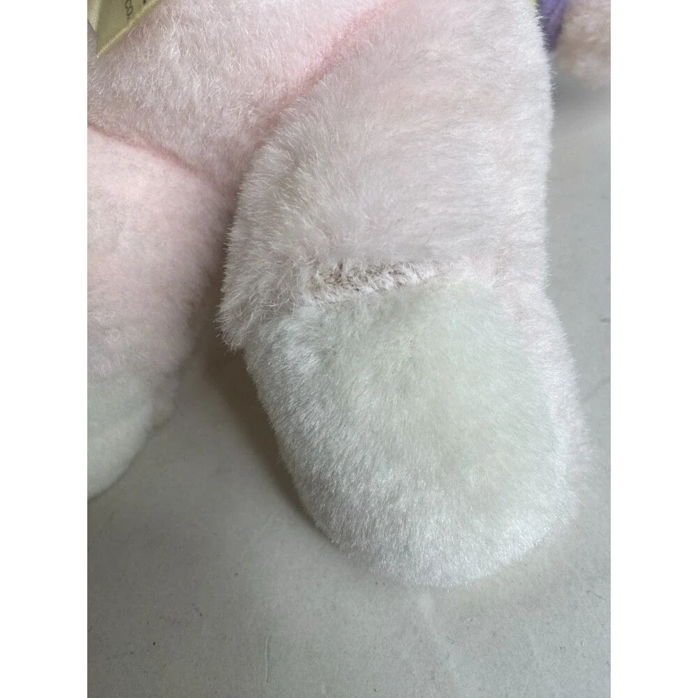 A&B Novelty Teddy Bear Pink Plush Striped Shirt Stuffed Animal Toy Vintage 1982